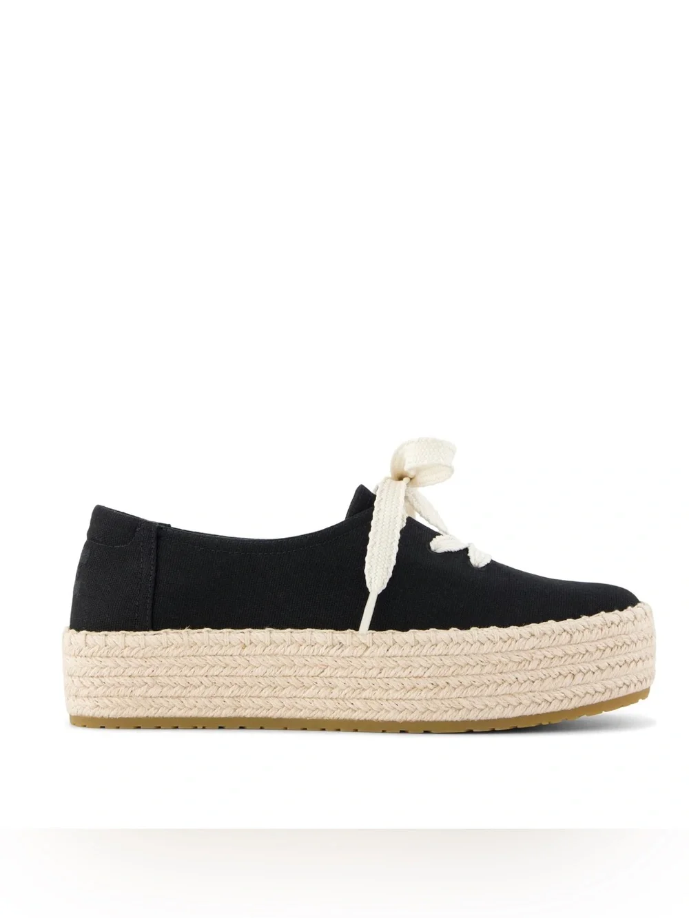 TOMS Alpargata Platform Rope Espadrille Lace Up Sneakers Black Canvas Womens 6